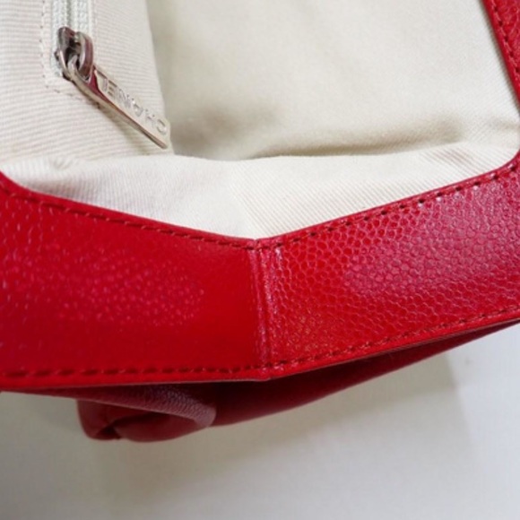 Authentic Chanel Timeless Caviar Quilted CC Large Dark Red Clutch Handbag - Picture 11 of 14